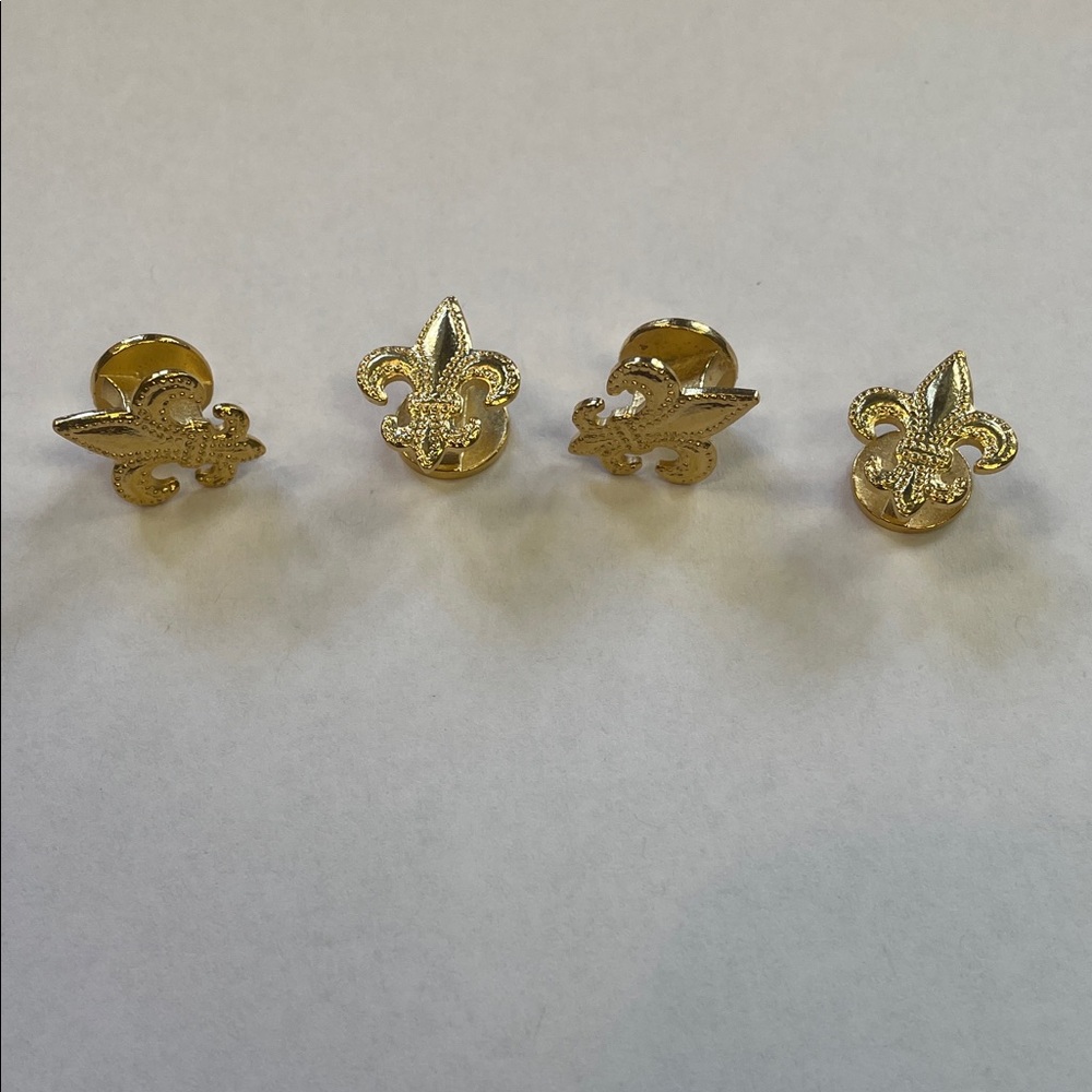 Gold Fleur-de-Lis Tuxedo Shirt Studs Set of 4